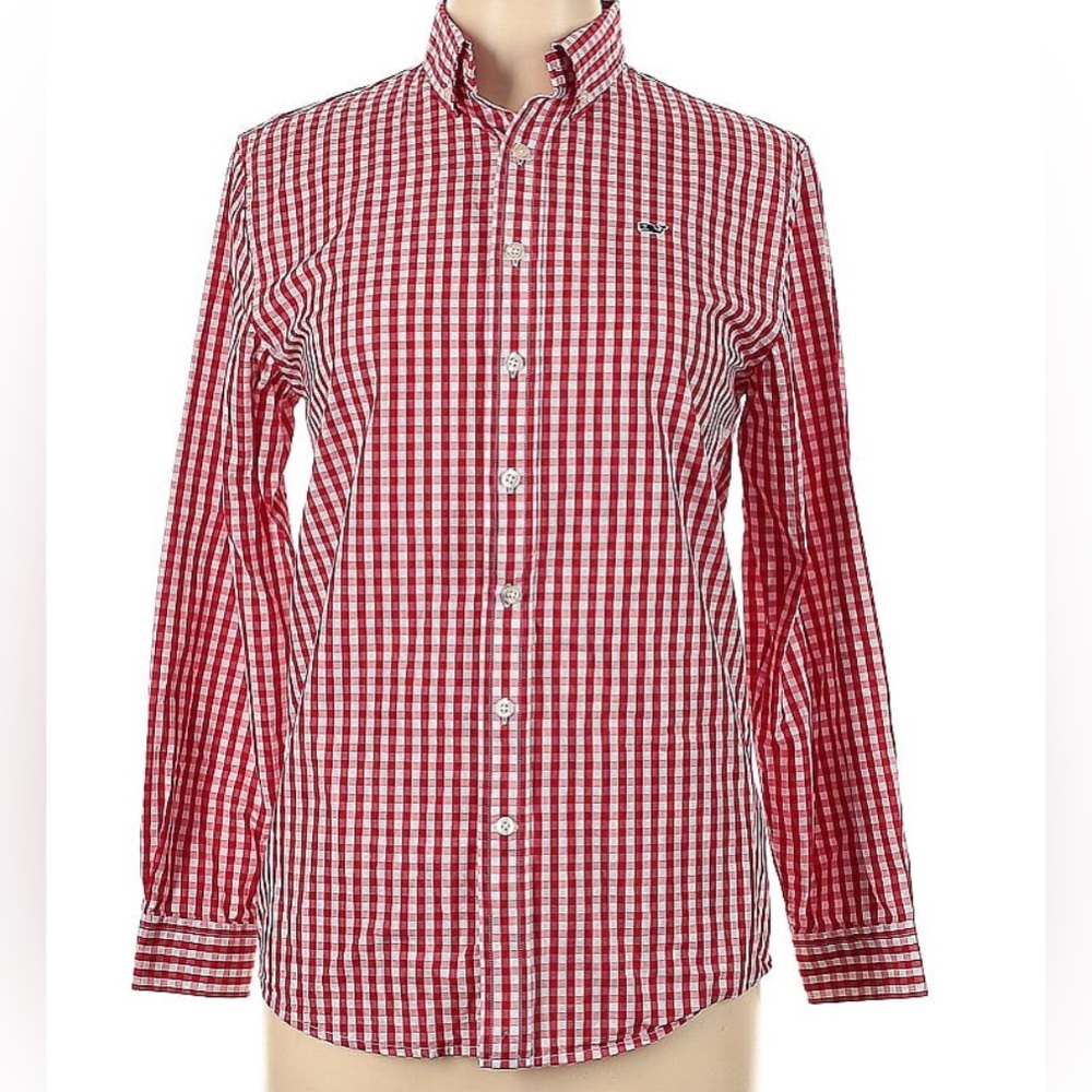 Vineyard Vines Red Gingham Oxford Shirt